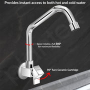 Plantex Kitchen Taps for Home Sink with Water Saving Nozzle for Kitchen Tap/360Ãƒâ€šÃ‚Â° Swivel Spout for Sink Tap for Basin with Brass Wall Flange -(PRI-311-Chrome)