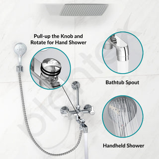 Plantex Brass Wall Mixer for Bathroom 3 in 1/L-Bend Connector for Overhead/Hand Shower/Spout Mixer Tap/Mixture Tap for Bathroom with 7-Year Manufacturer's Warranty-(Flo-819 Chrome)