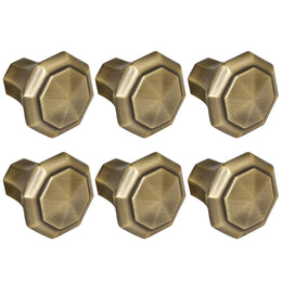 Plantex Knobs for Drawer/Octagon Shape Drawer Knobs/Knobs for Cabinets/Pull-Push Knobs for Kitchen/Bedroom Drawer - Pack of 6 (DTK-302, Brass Antique)