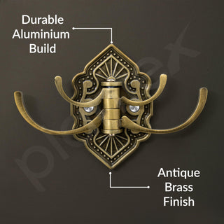 Plantex Antique Robe Hook/Cloth-Towel Hanger/Door Hanger Hook/Wall Hangers for Clothes/Robe Hooks for Bathroom Accessories - (Brass-Zinc)