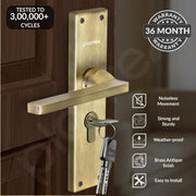 Plantex Stainless Steel Door Lock Handle Set/6-Lever Lock Mechanism with 3 Years of Warranty/Mortise Lock with 3 Keys, Brass Lock Body & Cylinder - (Brass Antique)