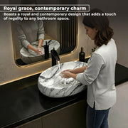 Plantex Ceramic Basin for Bathroom/Table Top Ceramic Basin/Washbasin for Bathroom - (CRETA-NS-211-Marble Finish, 23 x 15 x 5.54 Inch)