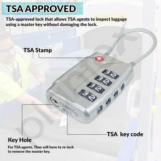 Plantex 4-Digit Combination Padlock/TSA Metal Lock with String Shackle/Number Lock for Luggage/Travel Bag/Suitcase/Backpack/Lockers - Pack of 1 (Silver)