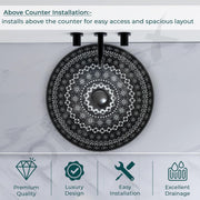 Plantex Ceramic Round Wash Basin for Bathroom/Designer Table Top Washbasin/Countertop Hand Basin for Restaurant/Hotel (15.5x15.5x4.5 Inch - Black & White)