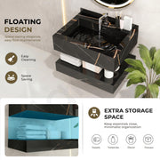 Plantex Floating Vanity/Slab Tile Vanity with Washbasin for Bathroom/Wall Mount Cabinet with Sink - (Marmor Black - 60 X 45 cm)