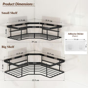 Plantex Self Adhesive Bathroom Shelf Rack/Bathroom Organizer Without Drill/Corner Shelf for Bathroom Wall/Kitchen Corner Shelves Self Adhesive/Shelves for Kitchen-Pack of 2(Black)