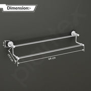 Plantex Stainless Steel Dual Towel Rod/Towel Bar for Bathroom/Towel Hanger/Stand/Bathroom Accessories (24 Inch - Chrome Finish) - Pack of 1