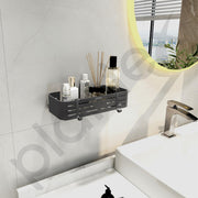 Plantex Bathroom Organizer Without Drill/Aluminium Wall Mounted Rack for Kitchen with Removable Hook/Self Adhesive Shelf for Bathroom- Pack of 1 (12 x 5 Inch - Matt Grey)