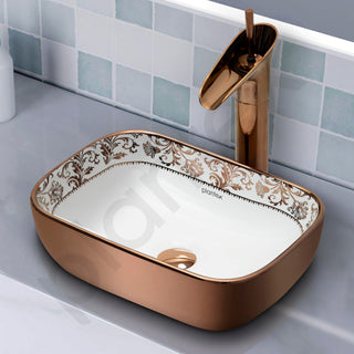 Plantex Ceramic Basin for Bathroom/Table Top Ceramic Wash Basin/Washbasin for Bathroom (14 x 10 x 5 Inch)