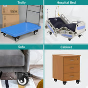 Plantex 2 .5 Inch Caster Wheel/Heavy Duty Soft PU Swivel Caster Wheels with 360 Rotation and No Noise/Wheels for Heavy Furniture/Trolley Cart/Table - Set of 4 (Black) - (2 with Brakes & 2 Without)