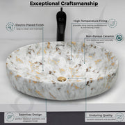 Plantex Oval Ceramic Wash Basin/Basin for Bathroom/Table Top Washbasin/Counter Top Vessel Sink (Marble Finish, 23 x 15 x 5.5 Inch)