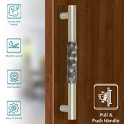 Plantex Aura Stainless Steel Main Door Handle for Glass & Wooden Doors - Pull Handle, Satin White & Grey Finish (14 Inch, Pack of 1)