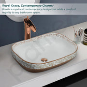 Plantex Table Top Wash Basin For Bathroom/Designer Ceramic Basin/Countertop Vessel Sink Basin - Indo-European Collection (20 x 14.5 x 5.5 Inch)