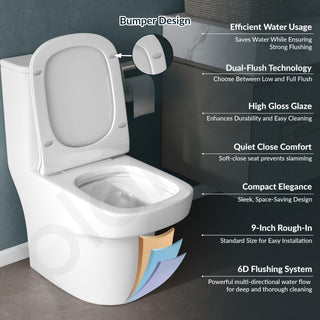 Plantex Ceramic Commode for Toilet/One Piece Western Toilet with 6D Siphonic Flush/Commode with Soft Closing Toilet Seat - S Trap - (ASTA, White)