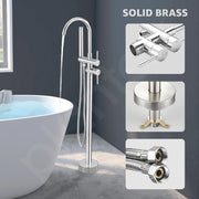 Plantex Pure Brass Free Standing Bathtub Faucet/Bath Tub Filler Faucet/Single Lever Basin Faucet with Handle Held Shower - (Chrome)