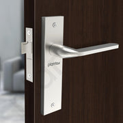 Plantex Brass Heavy Duty Door Lock Bathroom Door Lock/Mortise 8Inch Keyless Plate Handle Set For Home/Bathroom/Store Room/Balcony/Office With Baby Latch (8060, Matt), Silver