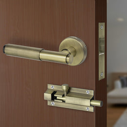 Plantex Heavy Duty Door Lock â€“ Bathroom Door Lock/Mortise Keyless Handle Set for Home/Bathroom/Store Room/Balcony/Office with Baby Latch (603 - Brass Antique)