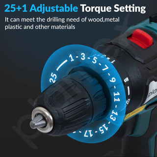 Plantex 2 Speed Electric Drill Machine/Screwdriver/10mm Drill Chuck/Torque 32Nm/Impact Frequency 0-21000ipm/Load Speed 0-400/1450r/min - Black (Mainframe, Battery & Charger Not Included)