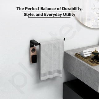 Plantex Space Aluminum Towel Hanger for Wash Basin/Towel Ring for Bathroom/Hand Towel Holder with Hooks/Bathroom Accessories (Rich Black)