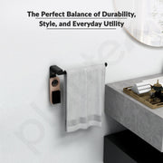Plantex Space Aluminum Towel Hanger for Wash Basin/Towel Ring for Bathroom/Hand Towel Holder with Hooks/Bathroom Accessories (Rich Black)