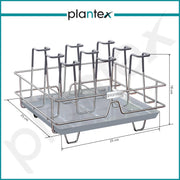 Plantex Stainless Steel Glass Holder for Kitchen/Mug Holder with Detachable Drain Tray/Glass Stand for Kitchen/Dining Table/Stand for 9 Glass(Chrome)