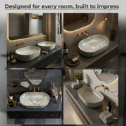 Plantex Tabletop Wash Basin for Bathroom/Designer Ceramic hand Wash Sink/Oval Countertop Wash Basin for Home/Office/hotel (22 x 13.5 x 6 Inch)