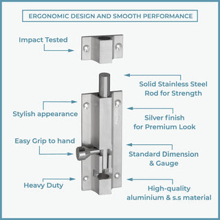Plantex Stainless Steel 4 inch Tower Bolt/Tower Bolt for Home,Offices Doors and Windows/Tower Bolt for Main Door/Door Latch/Kundi/Chitakini/Door Latch for Windows (Chrome, Pack of 1)