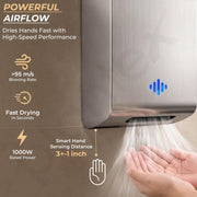 Plantex Automatic Hand Dryer 1000W/304 Stainless Steel Touchless Hand Dryer