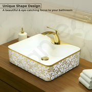 Plantex Table Top Wash Basin For Bathroom/Designer Ceramic Basin/Countertop Vessel Sink Basin - Indo-European Collection (19 x 15 x 5.5 Inch)