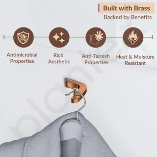 Plantex Smero Pure Brass Made Robe Hook for Bathroom/Cloth Hanger for Wall/Hooks for Clothes Hanging - Smart (PVD Rose Gold)
