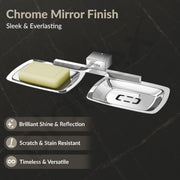 Plantex Double Soap Holder for Bathroom/304 Grade Stainless Steel Soap Dish/Dual Soap Stand/Bathroom Accessories - Pack of 1 (Tesla - 2707, Chrome)