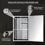 Plantex Premium Bathroom Cabinet with Mirror/ 304 Stainless Steel Bathroom Organiser with Mirror/Bathroom Shelf for Wall with Mirror/Bathroom Accessories(10x16 Inch-Chrome)
