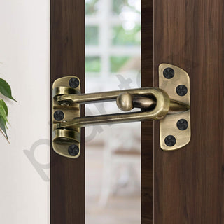 Plantex Security Latch for Home/Safety Door Lock for All Door, Guard with High Security Auxiliary Lock Pack of 2 (Brass Antique)