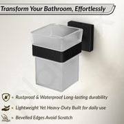 Plantex Stainless Steel Tumbler Holder for Bathroom/Toothbrush Glass Holder/Bathroom Accessories - Pack of 1, Aqua (Black)