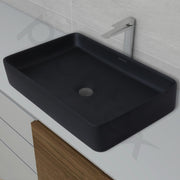 Plantex Black Tabletop Basin for Bathroom/Countertop Wash Basin/Ceramic Bathroom Basin/Washbasin for Restaurant, Hotel(Matt Black Finish, 24 x 13 x 5 Inch)