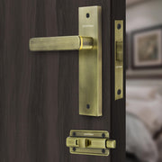 Plantex Heavy Duty Door Lock ÃƒÂ¢Ã¢â€šÂ¬Ã¢â‚¬Å“ Bathroom Door Lock/Mortise 8inch Keyless Plate Handle Set for Home/Bathroom/Store Room/Balcony/Office with Baby Latch (8125, Brass Antique & PVD Gold)