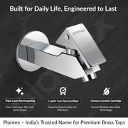 Plantex Pure Brass PRI-302 Bib Cock Tap for Bathroom with Water Saving Aerator/Basin Tap for Bathroom with Brass Wall Flange and Teflon Tape- 7 Year Warranty (Long Body-Chrome)