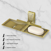 Plantex 304 Grade Stainless Steel Double Soap Dish/Soap Case/Soap Storage for Bathroom Accessories - Crystal (Brass Antique)