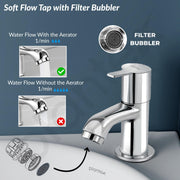 Plantex Ceramic Basin with Stainless Steel Pillar Cock/Wall Hung Basin/Deck Mount Tap/Corner Basin for Bathroom -  (Lily- Combo)
