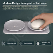 Plantex Dual Soap Holder for Bathroom/Acrylic Double Round Soap Dish/Stand/Bar/Soap Case/Bathroom Accessories - Pack of 1 (VIG-122, Grey)