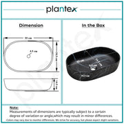 Plantex Ceramic Black Washbasin/Oval Tabletop Hand Wash Basin for Bathroom/Designer Washbasin Sink for Home/Office (22x13.5x6 Inch - Marble Finish)