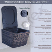 Plantex Ceramic Commode for Toilet/Rimless Washdown Western Toilet/P Trap Commode with Soft Closing Toilet Seat Cover - (LAS04, Blue)