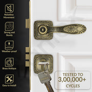 Plantex Premium Door Locks with 3 Years of Warranty Main Door Lock for Home/Mortise Lock for Door - Main Door Lock Set (644 - Brass Antique)
