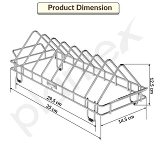 Plantex Stainless Steel Plate Stand for Kitchen Cabinet/Dish Organizer for Kitchen/8 Slot Plate Rack Holder-(Size-4 inches, Slot- 8, Pack of 1)