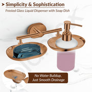 Plantex J4 Stainless Steel Soap Dish with Liquid Dispenser/Soap Stand for Bathroom Wall Mount/Shampoo Dispenser/Bathroom Accessories (PVD Rose Gold Finish) Onix