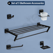 Plantex Decan 304 Grade Stainless Steel Towel Rack for Bathroom/Soap Holder/Napkin Ring/Tumbler Holder/Robe Hook/Bathroom Accessories - Black
