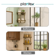 Plantex Aluminium Corner Shelf For Bathroom Wall/2 Tier Side Corner Shelf/Bathroom Corner Shelf with Hooks/Premium Bathroom Organizer (Brass-Antique Finish)