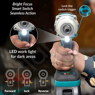 Plantex Cordless Impact Wrench/Brushless Motor/350 Nm Tourq/1/2" Square Head - Blue & Black (Battery Not Included)