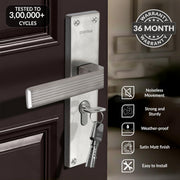 Plantex Stainless Steel Door Lock Handle Set/6-Lever Lock Mechanism with 3 Years of Warranty/Mortise Lock with 3 Keys, Brass Lock Body & Cylinder - (DTM-661, Matt)