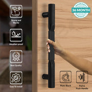 Plantex 15 Inch Main Door Handle for Wooden Doors - Pull-Push Handle Accessory (Pack of 1, Black) 3 Years Warranty